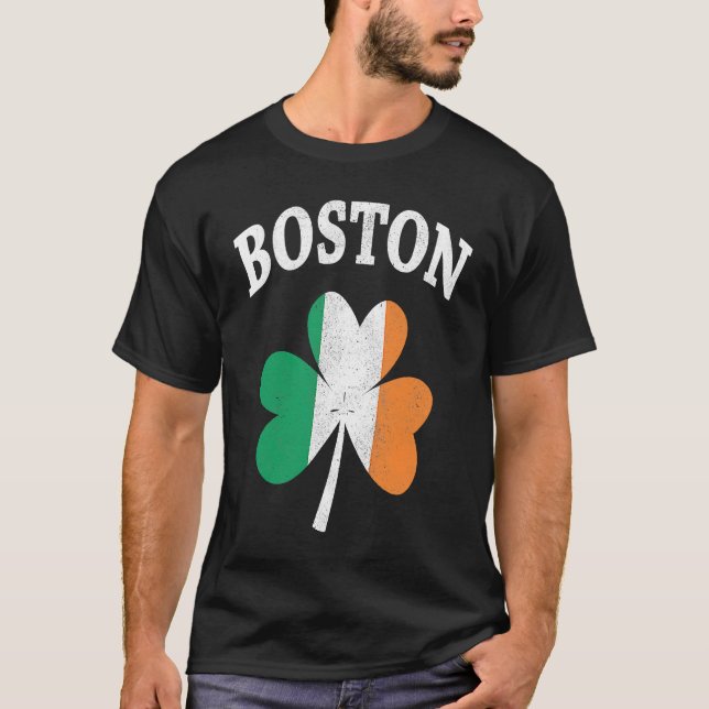 T-shirt Boston Irish Flag ShamrockI St Patrick's Day (Devant)