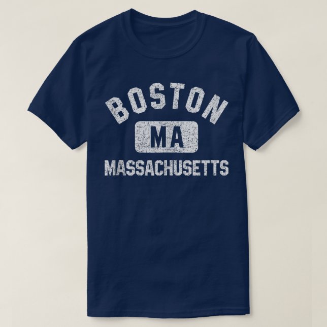 T-shirt Boston MA Gym Style Perdu Blanc Impression  (Design devant)