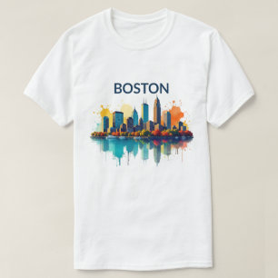 T-shirt Boston Ma Ville Boston Skyline Aquarelle