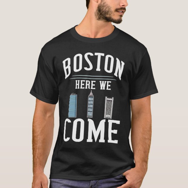 T-shirt Boston Massachusetts City Skyline Map Travel (Devant)