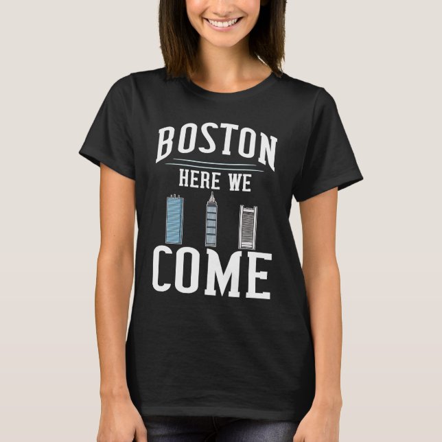 T-shirt Boston Massachusetts City Skyline Map Travel (Devant)