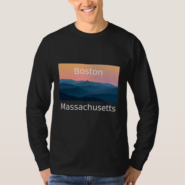 T-shirt Boston Massachusetts Mountain sunset hometown (Devant)