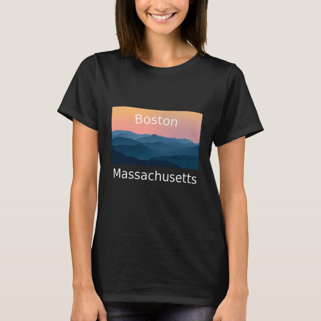T-shirt Boston Massachusetts Mountain sunset hometown (Devant)