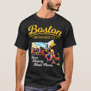 T-shirt Boston Massachusetts Où L'Histoire Rencontre Le Ch
