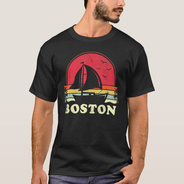 T-shirt Boston Massachusetts Sail Boat Boating Captain Sai (Devant)