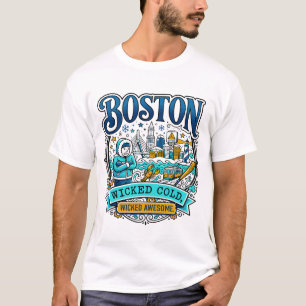 T-shirt bOSTON mASSACHUSETTS TRÈS fROID tRÈS gÉnIAL dE