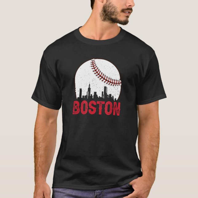T-shirt Boston Skyline Boston Massachusetts Baseball Citys (Devant)