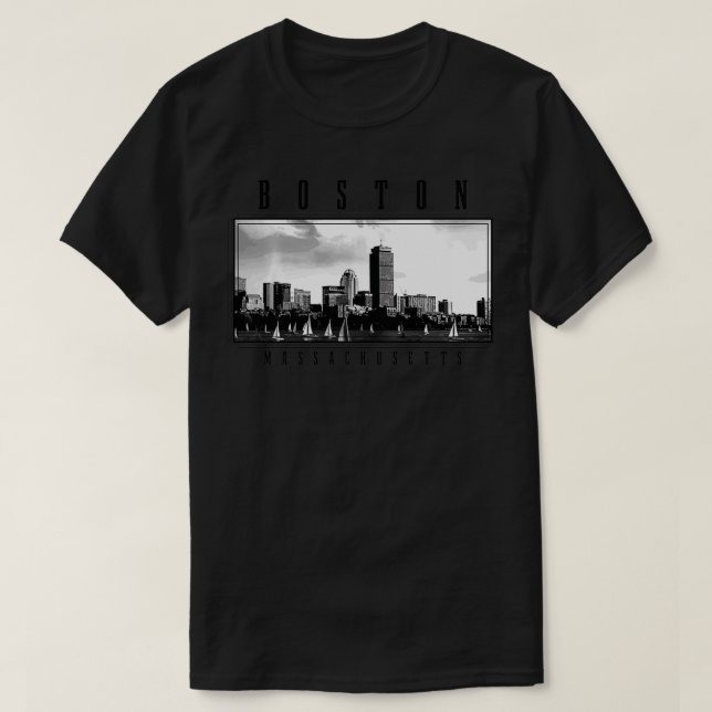 T-shirt Boston Skyline Massachusetts Pride Vintage Boston  (Design devant)