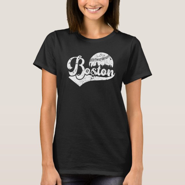 T-shirt Boston Souvenir Massachusetts Skyline Hometown (Devant)