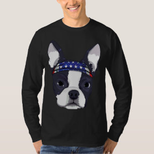 T-shirt Boston Terrier 4 juillet Drapeau américain Bandana