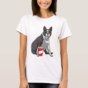 T-shirt Boston Terrier avec boisson