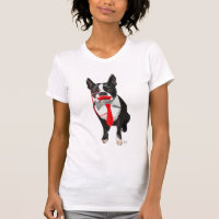 Boston Terrier avec Cravate rouge et moustache 2
