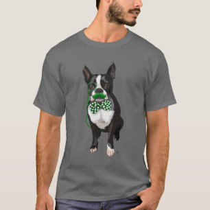 T-shirt Boston Terrier Avec Moustache Verte Et Pot