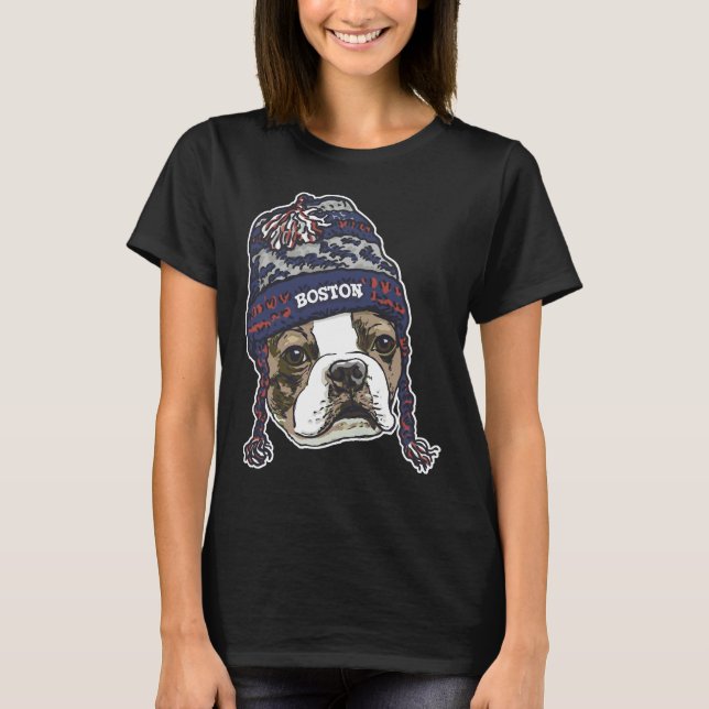 T-shirt Boston Terrier Blue Sports Beanie (Devant)