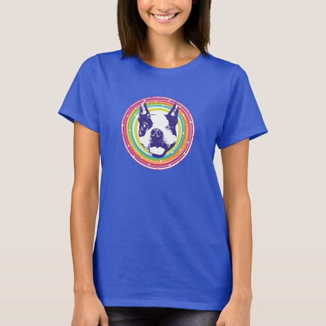 T-shirt Boston Terrier - cercles colorés (Devant)