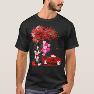 T-shirt Boston Terrier Chien Coeur Arbre Saint Valentin