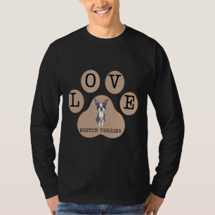 T-shirt Boston Terrier Chien Et Amour Connexion Latte Brow