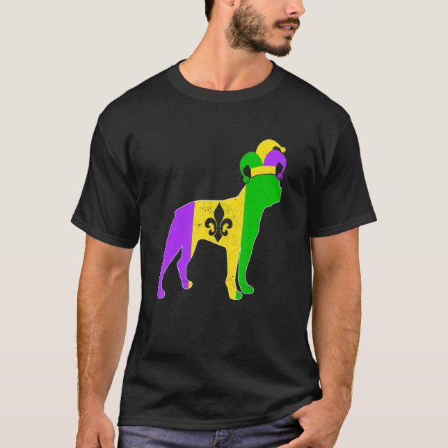 T-shirt Boston Terrier Chien Mardi Gras Carnavals Funny Pu (Devant)