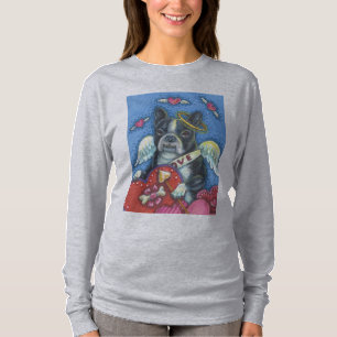 T-shirt Boston Terrier, CHIEN VALENTINE LONG SLEEVE T SHIR