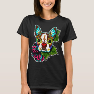 T-shirt Boston Terrier dans la Journée rouge du crâne de
