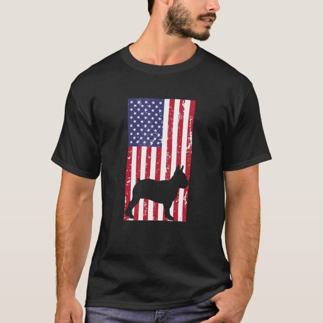 T-shirt Boston Terrier Distressed Patriotic All American U (Devant)