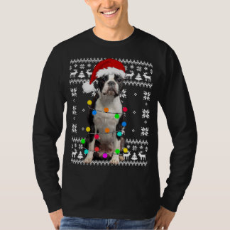 T-shirt Boston Terrier Dog éclaire un chiot moche Santa Ha