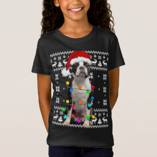 T-Shirt Boston Terrier Dog éclaire un chiot moche Santa Ha