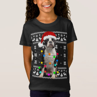 T-Shirt Boston Terrier Dog éclaire un chiot moche Santa Ha