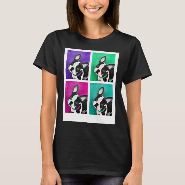 T-shirt Boston Terrier Dog Pop Art (Devant)