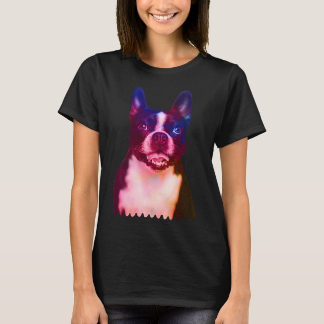 T-shirt Boston Terrier Dog Portrait Aquarelle Boston Terr (Devant)