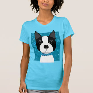 T-shirt Boston Terrier en hiver