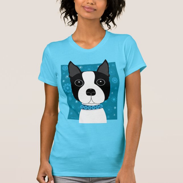 T-shirt Boston Terrier en hiver (Devant)