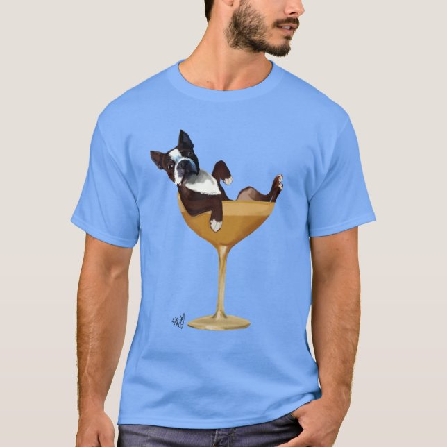 T-shirt Boston Terrier en verre à cocktail 2 (Devant)