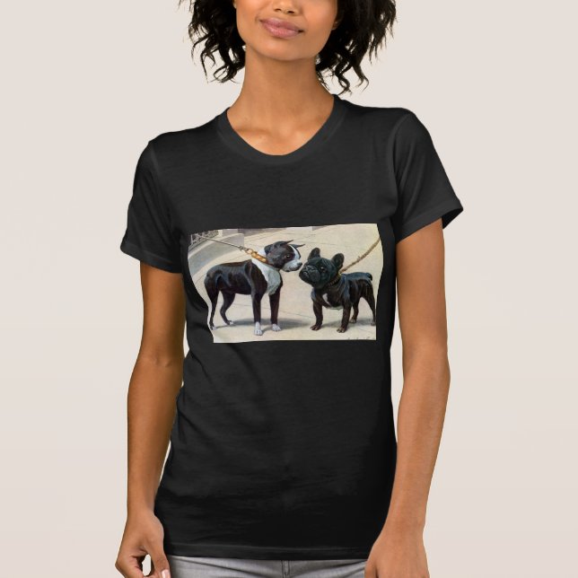 T-shirt Boston Terrier et bouledogue français (Devant)