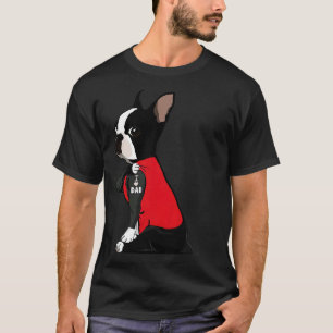 T-shirt Boston Terrier I Love Papa Tattoo Funny Boston Ter