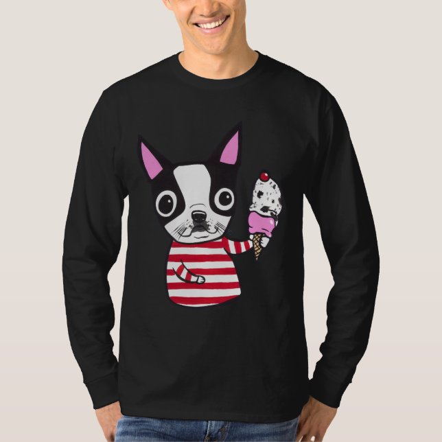 T-shirt Boston Terrier Ice Cream (Devant)