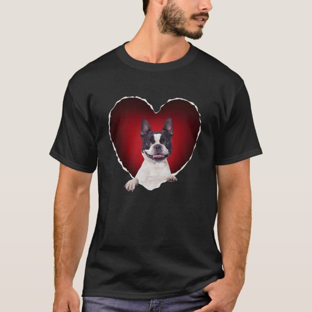 T-shirt Boston Terrier in Heart Boston Terrier dog (Devant)