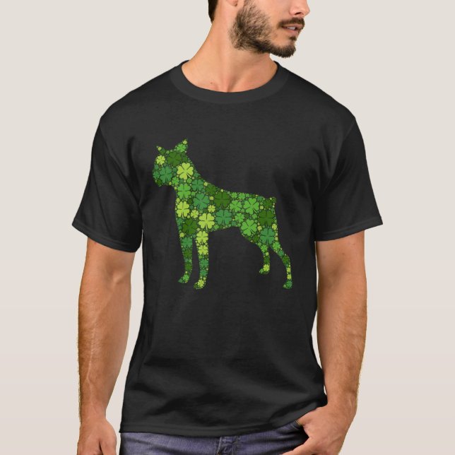 T-shirt Boston Terrier Irish Green Shamrock C  St Patricks (Devant)