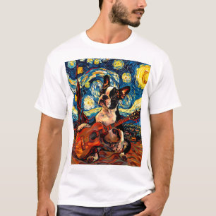 T-shirt Boston Terrier Jouer Guitare Cute Amoureux des chi