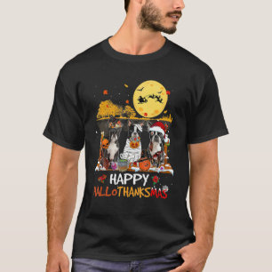 T-shirt Boston Terrier Joyeux Hallothanksmas Halloween que