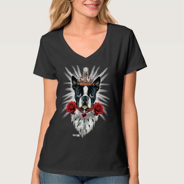 T-shirt Boston Terrier King Crown Royal (Devant)