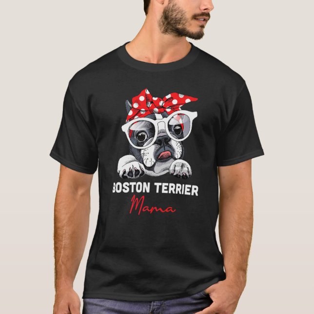 T-shirt Boston Terrier Mama Cute Bostie Chien Maman Filles (Devant)