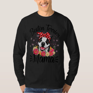 T-shirt Boston Terrier Mama Florals mignonette Chien Maman