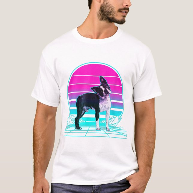 T-shirt Boston Terrier maman, Boston Terrier papa, chien l (Devant)