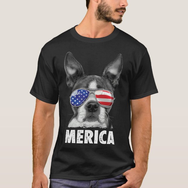 T-shirt Boston Terrier Merica 4 juillet Hommes Femmes B (Devant)
