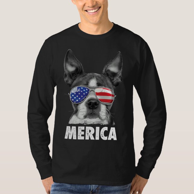 T-shirt Boston Terrier Merica 4 juillet Hommes Femmes B (Devant)