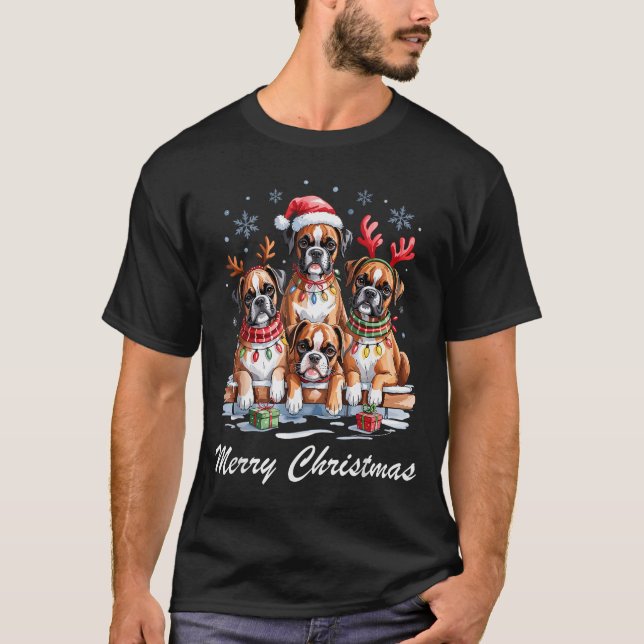 T-shirt Boston Terrier Merry Christmas Funny Dog Lovers Ho (Devant)