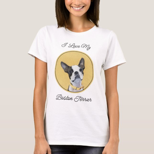 T-shirt Boston Terrier Peinture - Cute Original Chien Art (Devant)