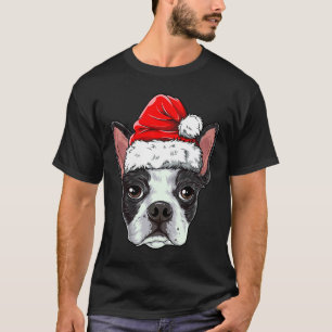 T-shirt Boston Terrier Père Noël Christmas Kids Boys Girls