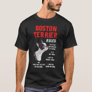 T-shirt Boston Terrier Règles Fun Chien Propriétaire Anima